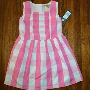 NWT Oshkosh pink plaid tuck-front dress